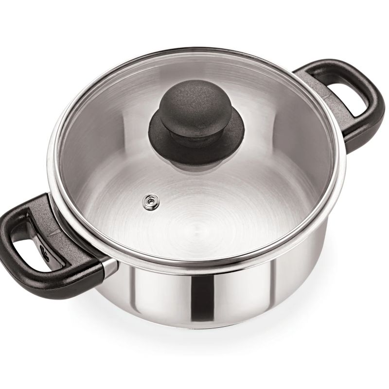 Stainless Steel Casserole Pot with Glass Lid 20cm/3L – Pack of 6