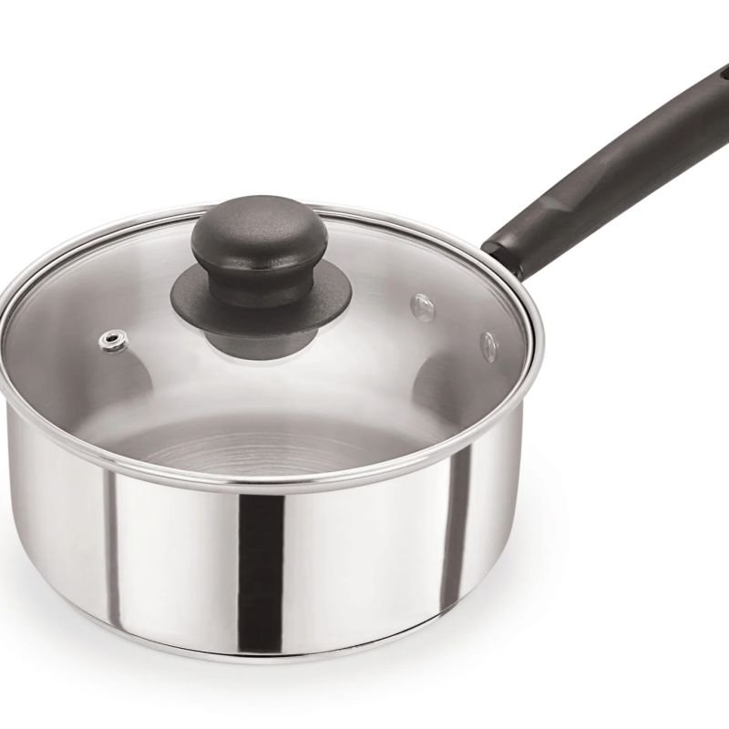 Stainless Steel Saucepan with Glass Lid 16cm/1.5L – Pack of 6