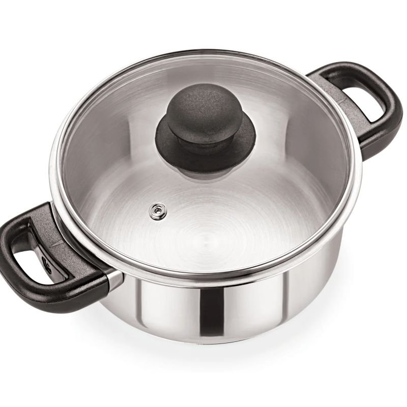 Stainless Steel Casserole Pot with Glass Lid 24cm/5L – Pack of 6