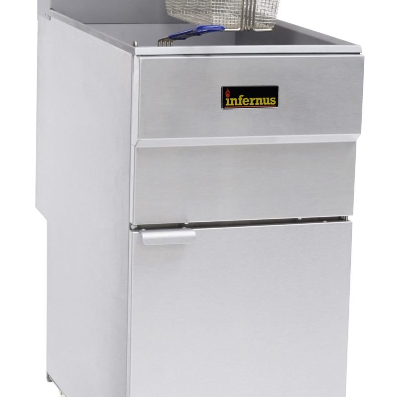 Infernus 3 Burner NG Single Tank Twin Basket Gas Fryer – 23 Litres
